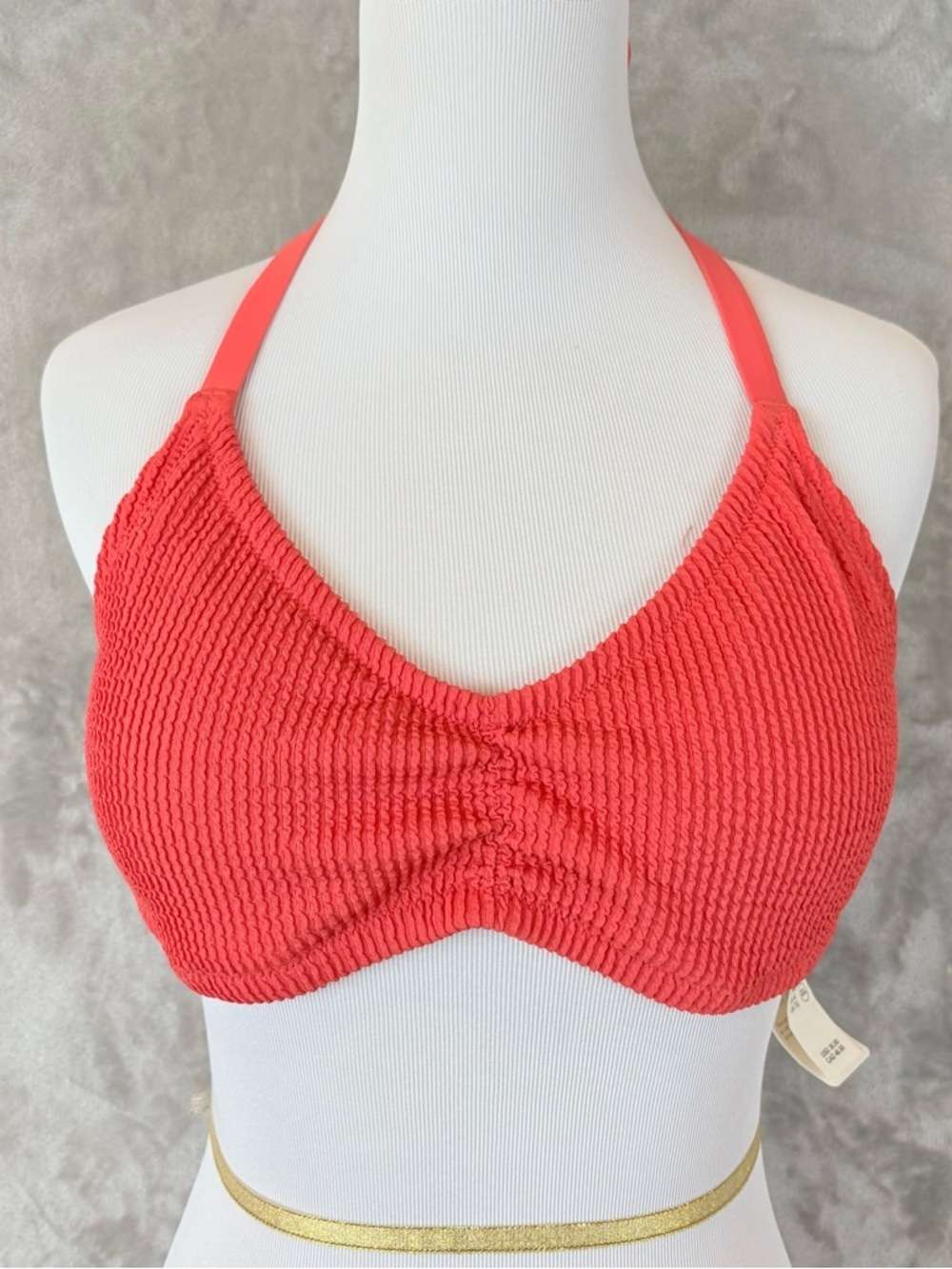 NWT Aerie Coral Ribbed Knit Stretch Bikini Top XL